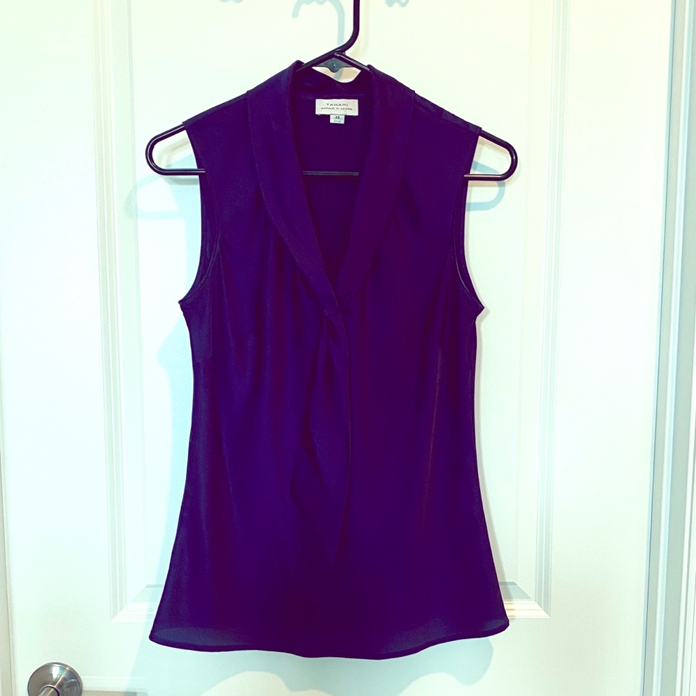 SOLD! Tahari ASL Sleeveless Tie Neck Blouse